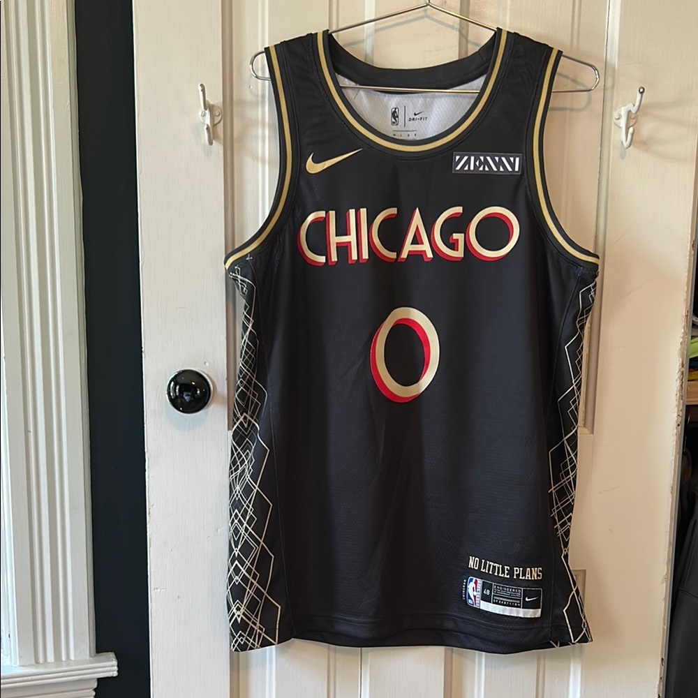Bulls NBA Chicago city edition Coby White basketball jersey